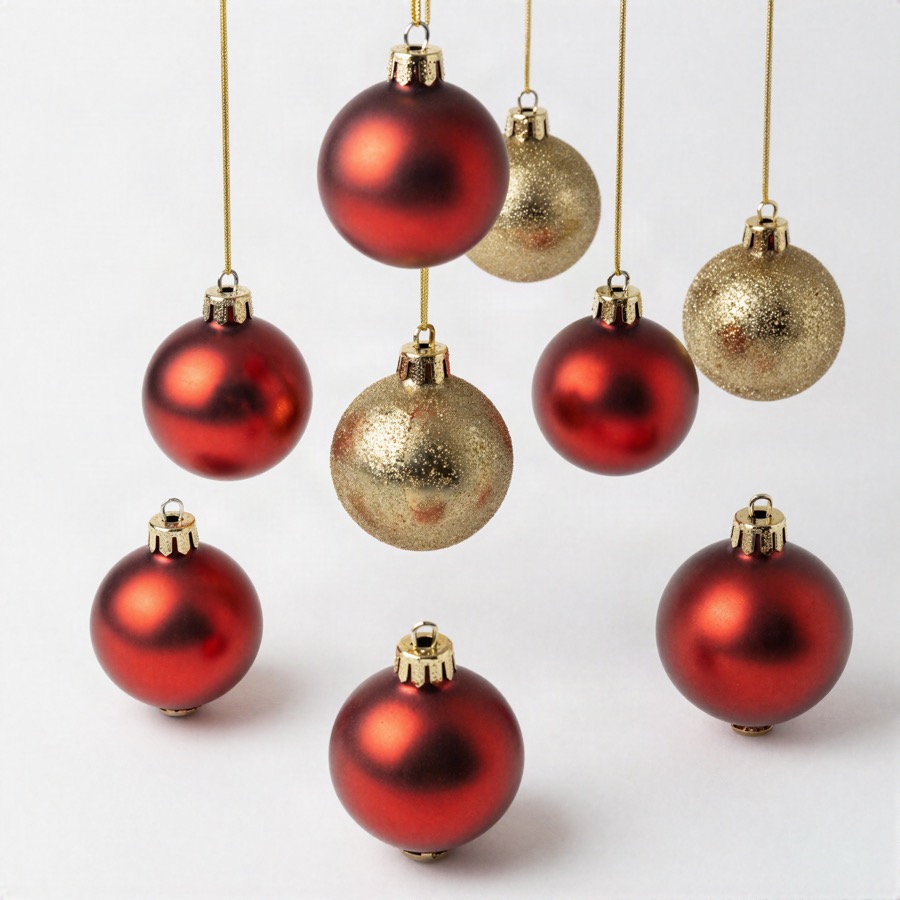 Red & Gold Bauble Ornament Set