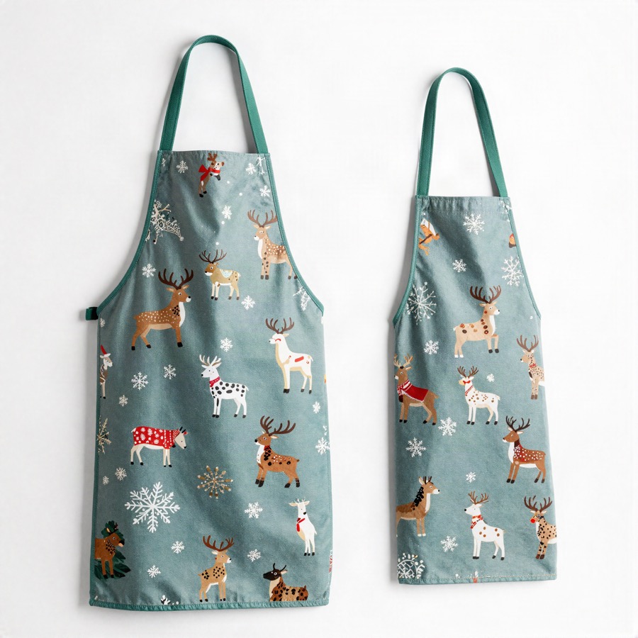 Reindeer Print Holiday Apron